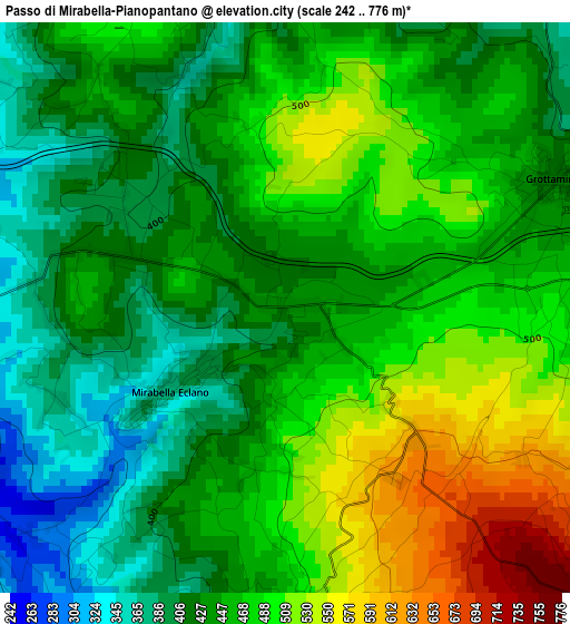 Passo di Mirabella-Pianopantano elevation map