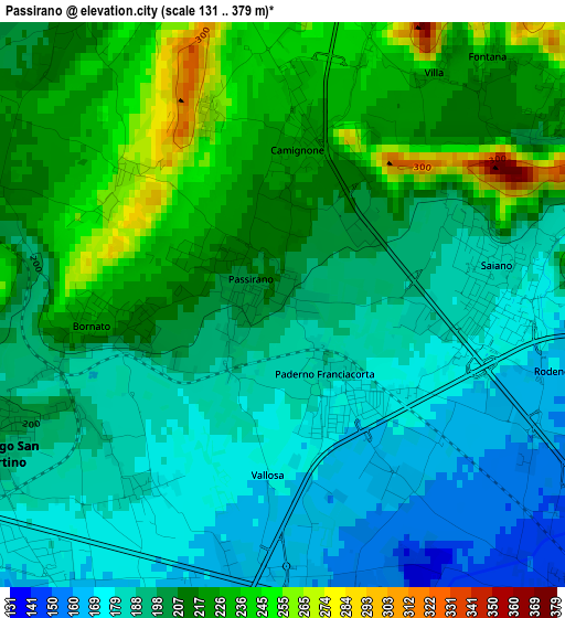 Passirano elevation map