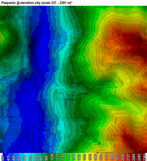 Paspardo elevation map