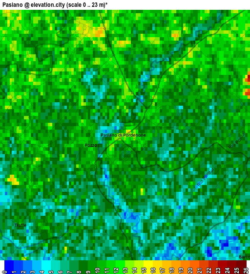 Pasiano elevation map