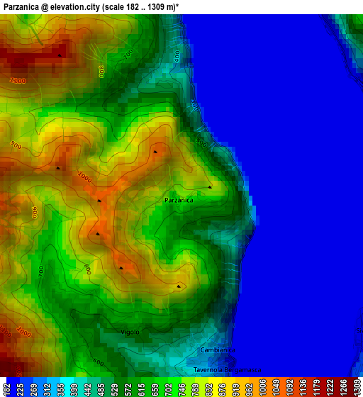 Parzanica elevation map