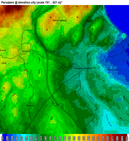 Paruzzaro elevation map