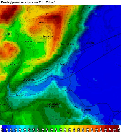 Parella elevation map