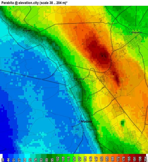 Parabita elevation map