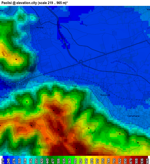 Paolisi elevation map