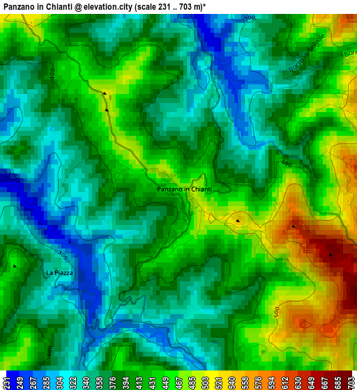 Panzano in Chianti elevation map