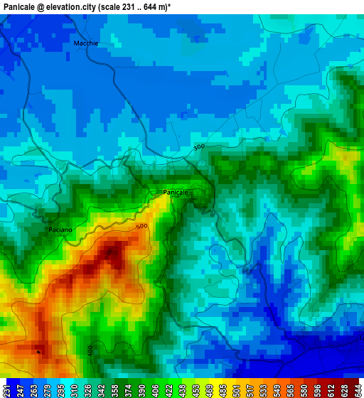 Panicale elevation map