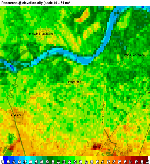 Pancarana elevation map