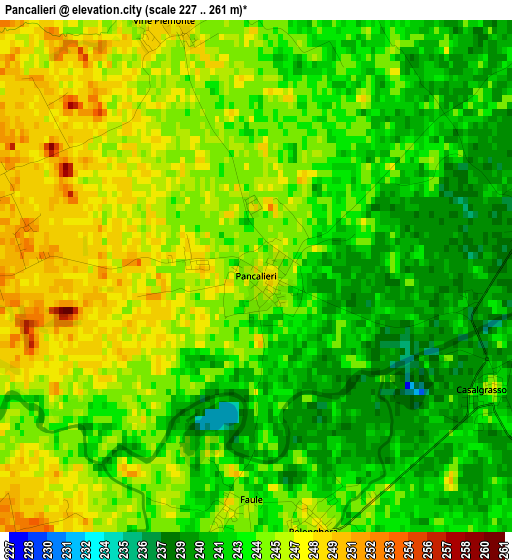 Pancalieri elevation map