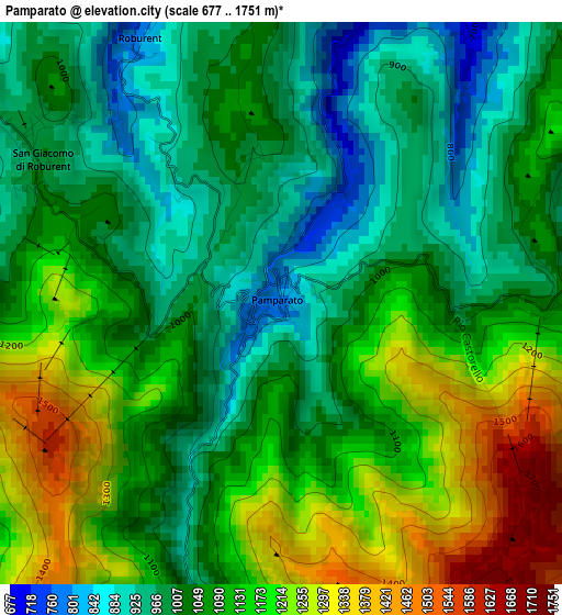 Pamparato elevation map