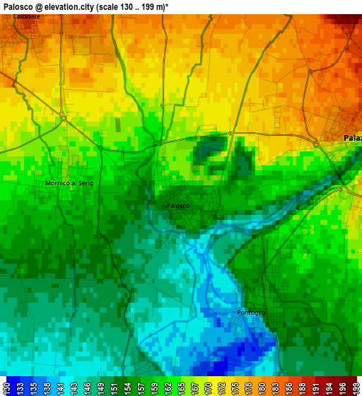 Palosco elevation map