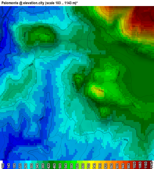 Palomonte elevation map