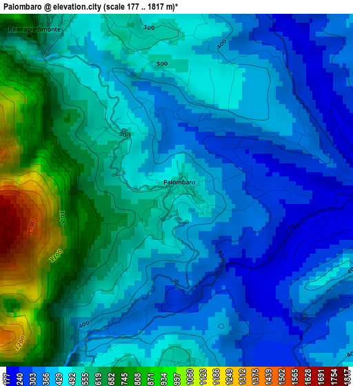 Palombaro elevation map