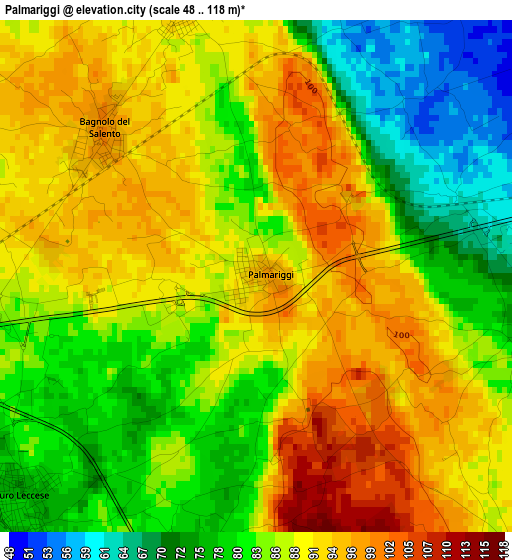 Palmariggi elevation map