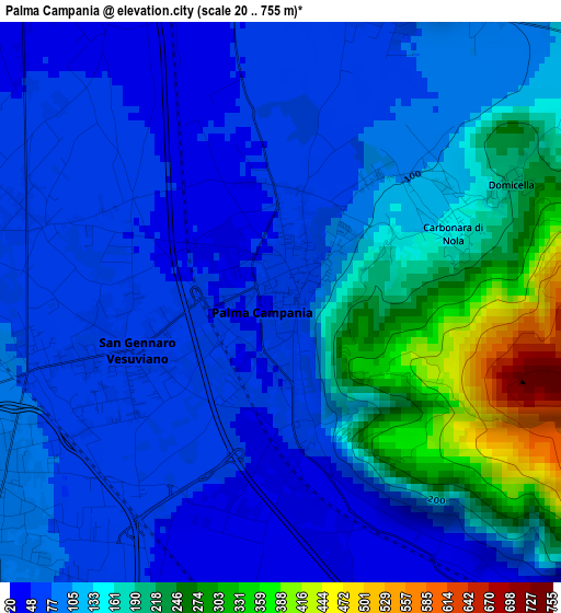 Palma Campania elevation map