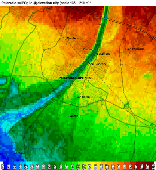Palazzolo sull'Oglio elevation map