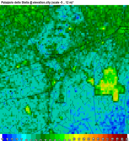 Palazzolo dello Stella elevation map