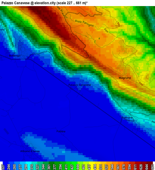 Palazzo Canavese elevation map