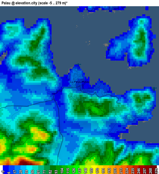 Palau elevation map