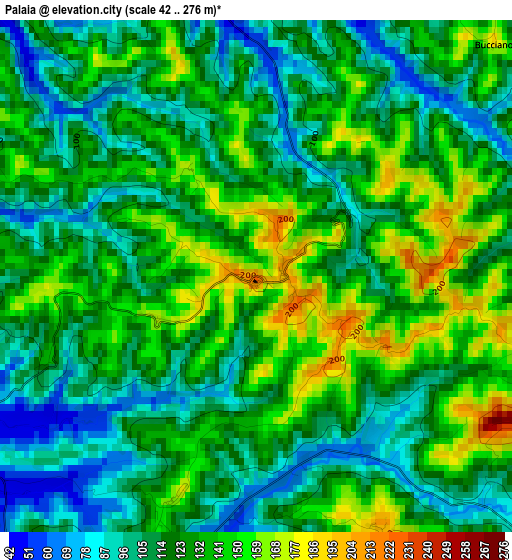 Palaia elevation map