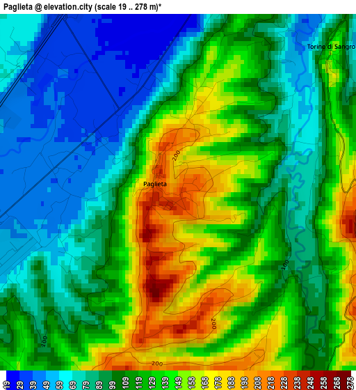 Paglieta elevation map