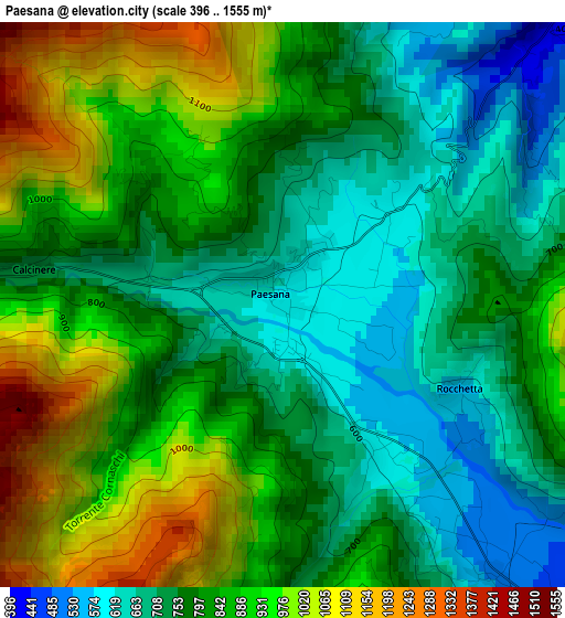 Paesana elevation map