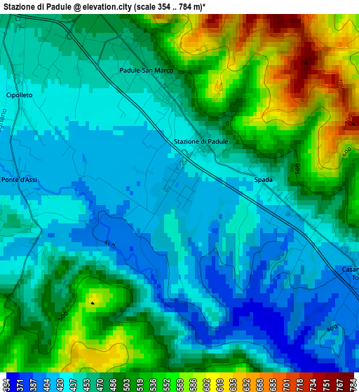 Stazione di Padule elevation map