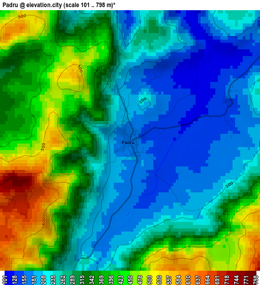 Padru elevation map