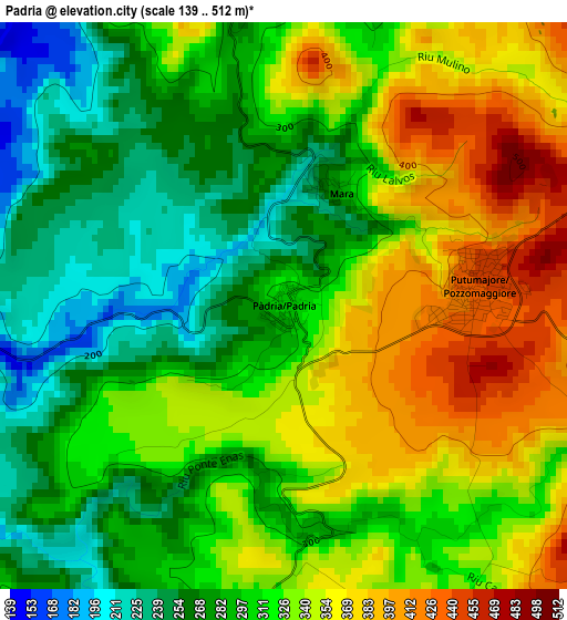 Padria elevation map