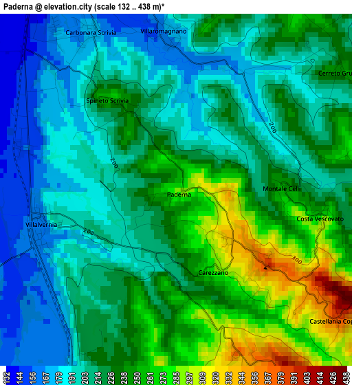 Paderna elevation map