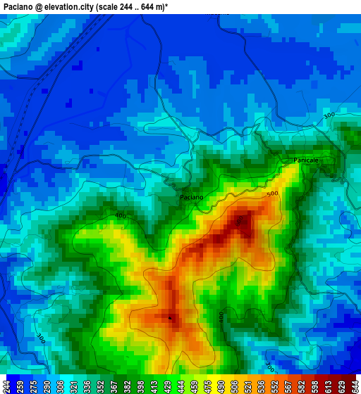 Paciano elevation map