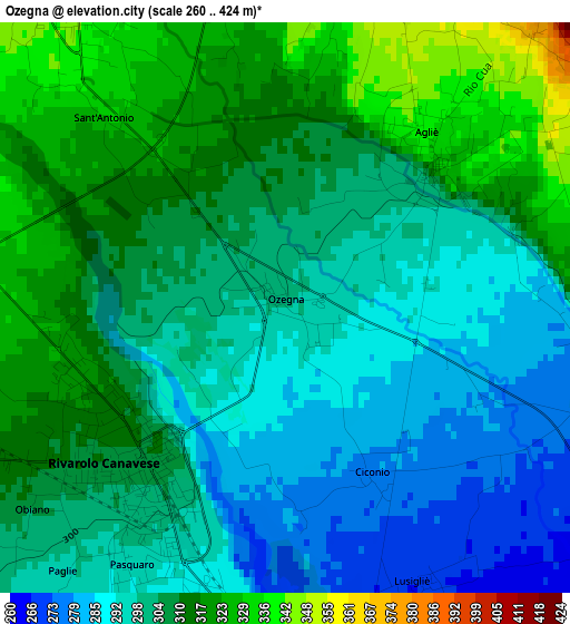 Ozegna elevation map