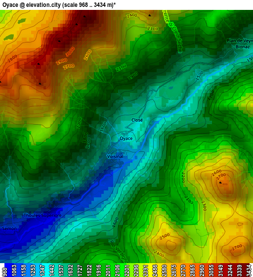 Oyace elevation map