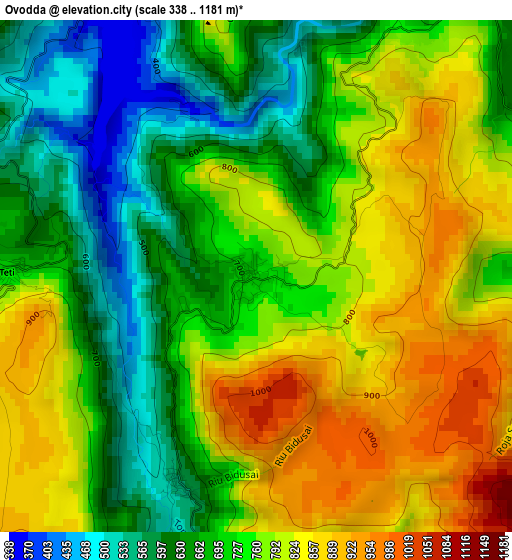 Ovodda elevation map