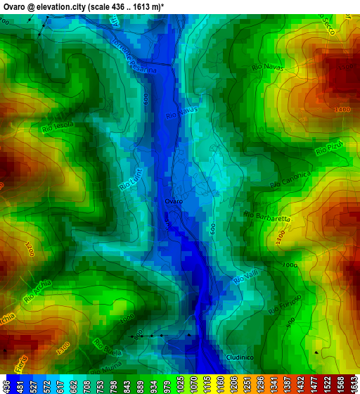 Ovaro elevation map