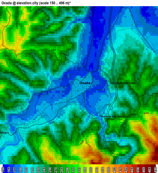 Ovada elevation map