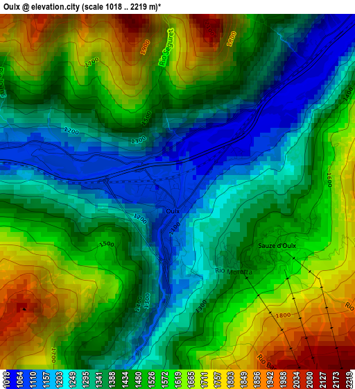 Oulx elevation map