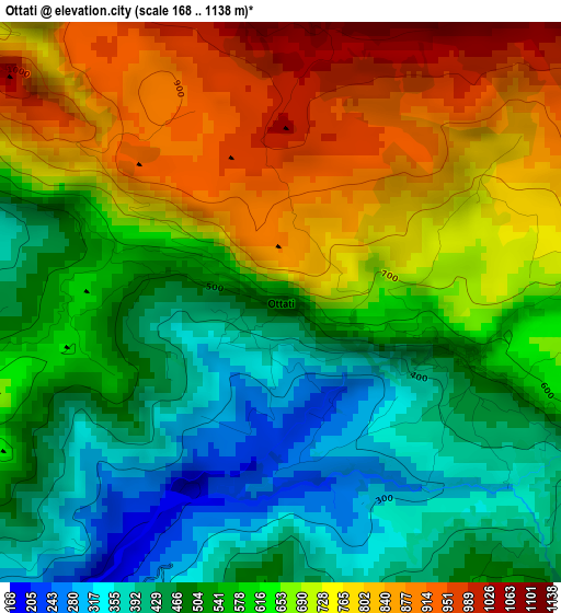 Ottati elevation map