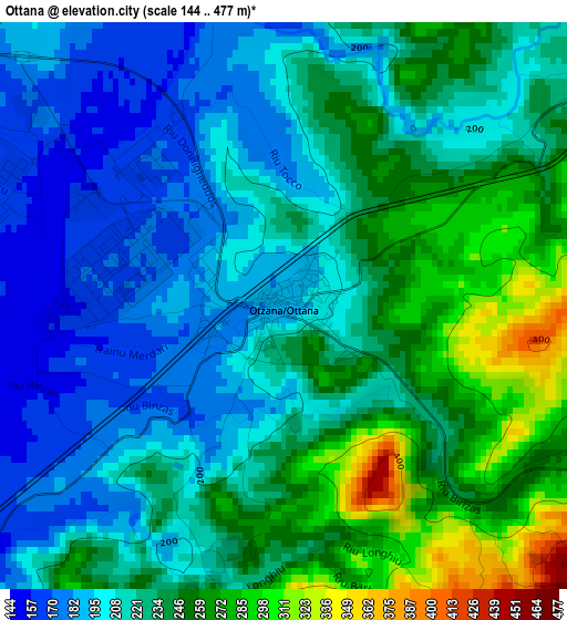 Ottana elevation map