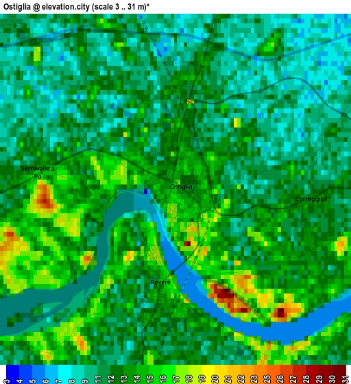 Ostiglia elevation map