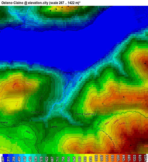 Osteno-Claino elevation map