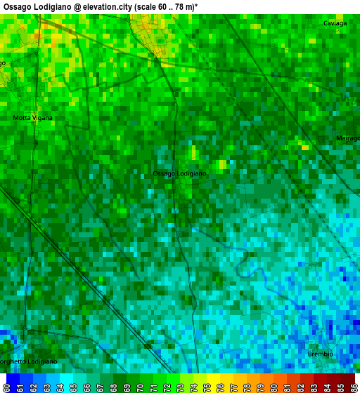 Ossago Lodigiano elevation map