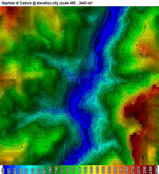 Ospitale di Cadore elevation map