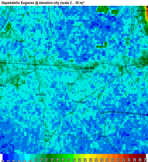 Ospedaletto Euganeo elevation map