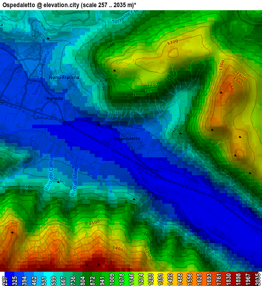 Ospedaletto elevation map