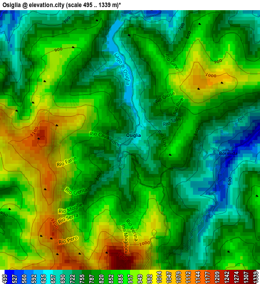 Osiglia elevation map