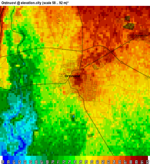 Orzinuovi elevation map