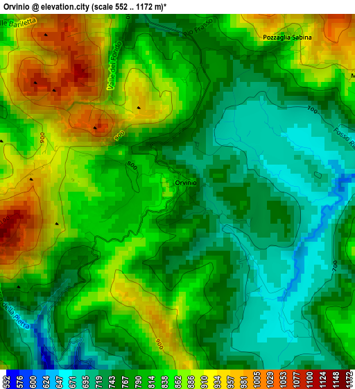 Orvinio elevation map