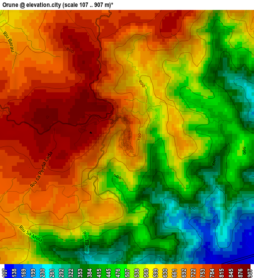 Orune elevation map