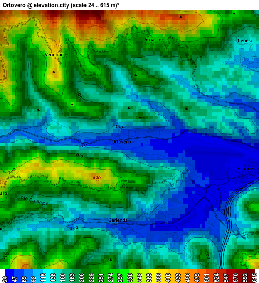 Ortovero elevation map